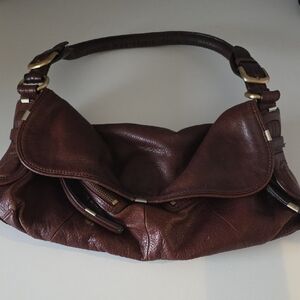 B Makowsky Dark Brown Leather Shoulder Bag